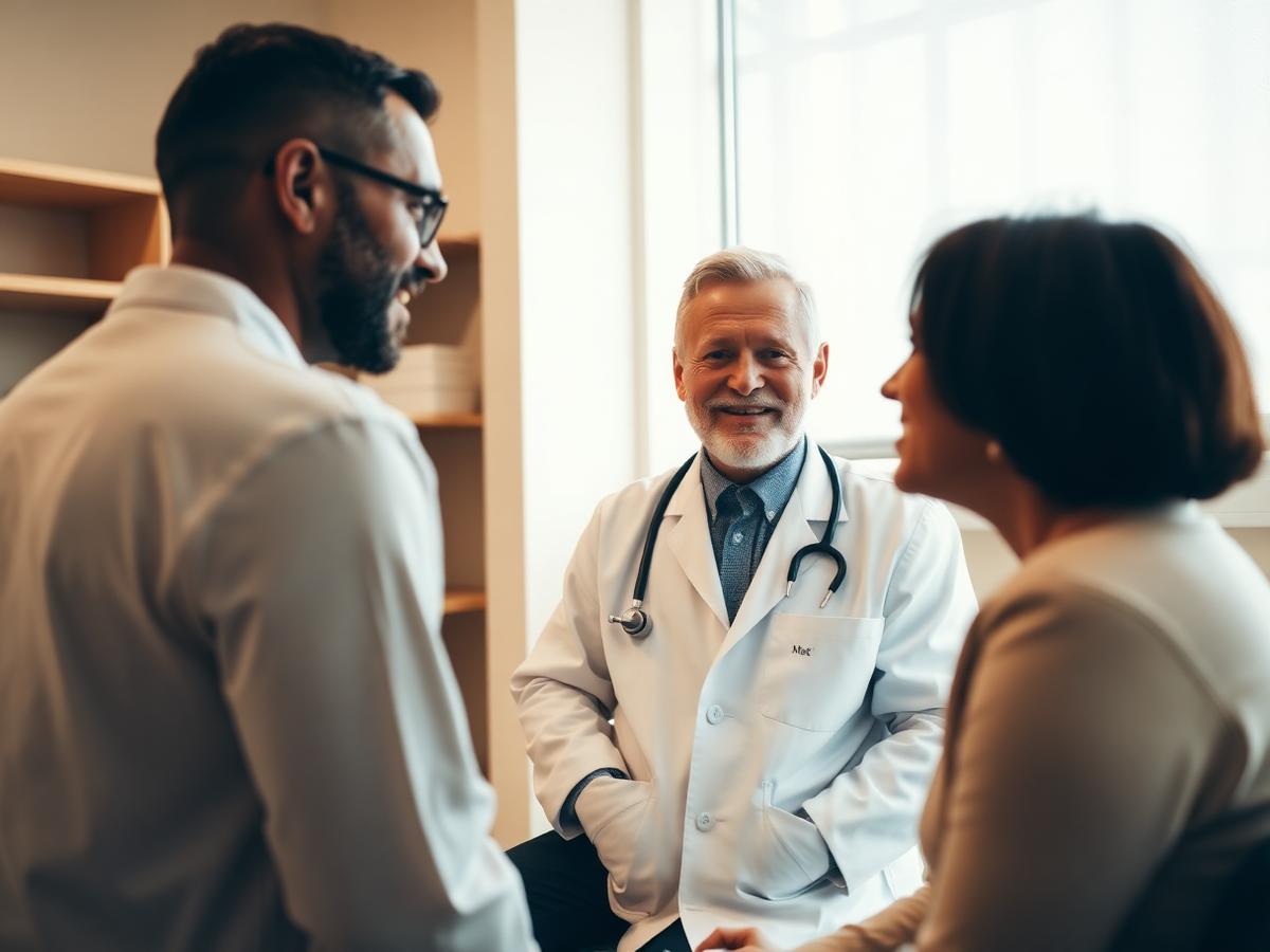 Physician meeting with patients at Bridgeport Family Medicine